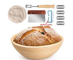 3°Amy Cuenco para Masa 5PCS Pan Pruebas Cesta de Mimbre Novato Traje panera Arco limpiaparabrisas Dinamarca Bata de Lino #a (Color : Roud 5 pcs 1 Set)