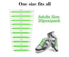 No Tie cordones para adultos, hombres y mujeres – Resistente al agua y elástico de silicona soporte de elástica tieless cordones para zapatos de Athletic & vestido, Cordones con multicolor para zapatillas y botas Casual zapatos? 20pcs), verde