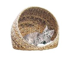 NA Gato Suave Cama Rota Canasta Gato del Animal doméstico Cama del Perro Rattan cajón Cama Cesta Gato con algodón cojín Adecuado for pequeñas y Medianas Mascotas