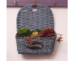 Canasta de flores de mimbre artesanal puro pote de la flor de sauce para colgar en pared maceta colgante colgaderas de ratán Decoración de pared,Blue,24x11cm