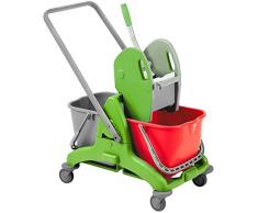 Carro de limpieza de usos múltiples con dos cubos de 25 litros cada uno