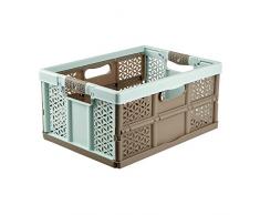 keeeper Lea Cajas de almacenaje, PP/TPE, Azul/MarrÃ³n, 48 x 34.5 x 23.5 cm