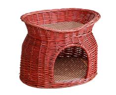NA Cama del Gato del Gato cajón Rota la Cesta del Perro Cama del Animal doméstico Cama del Perro Rattan Willow Perro Cesta Gato con Estera Fresca Asiento Dos (Size : L)