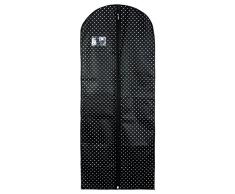 Hangerworld Funda de Ropa 152cm Porta Traje Transpirable Anti-Polilla Anti-Polvo Negro con Lunares