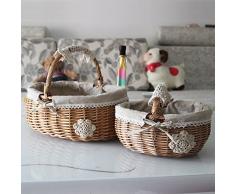 TIANLIANG04 Canasta de mimbre Rattan cesta CESTA cesta de almacenamiento almacenamiento almacenamiento de snackbox cesta cesta de picnic cesta de fruta,Hessian trompeta
