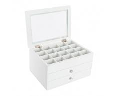 dcasa - Caja joyero moderna blanca de madera lacado para dormitorio Fantasy