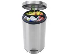 Brabantia Twin Bin - Cubo de pedal, 2 x 20 l, tapa silenciosa, acero mate anti-huellas