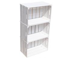 4 Pieza, NUEVA Estable acerca de cajones de fruta, Cajón de manzana, Caja de vino de la región de altes Land Natural 54x35x30 cm - blanco
