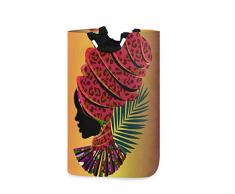 Mnsruu - Cesta para la Colada con Asas para Regalo, diseño de Hoja de Palma, Color Negro