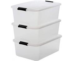 Iris – Juego de cajas con Comercio y tapa, sistema de ordenación, plástico, tapa Transparente, Set de 3 (Medium)
