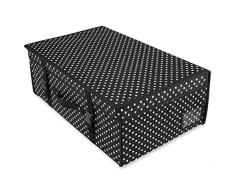 Hangerworld Caja de Ordenación 35x55x20cm Transpirable con Tapa Negro con Lunares Protege tu Ropa