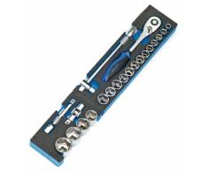 Heyco/Heytec 50807694500 - Caja de herramientas (chapa de acero, 5 compartimentos, plegable, 96 piezas, 5 módulos)