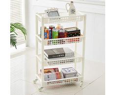 HaiYushop Carrito de Cocina con Ruedas, Estantería con 4Niveles para Cocina, Apto para Cocina y baño, Blanco - #1Q