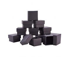 BENECREAT 24 Pack Negra Caja de Joya Caja de Cartón Craft con Almohadilla de Terciopelo Elegante para Presentación de Anillo 4.3x4.3x3.3cm