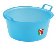 Stefanplast - Cuenco Redondo de Polietileno, Color Azul Neutro y pÃ¡lido, 10 litros, plÃ¡stico, Neutral/Pale Blue, 15 L