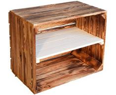 NUEVA flameadas sólido Caja de fruta JOHANNA Con Blanca Tabla central / zwischenbrettern aprox 50x40x30cm Estante Para Libros/schuhregalkiste Del kistenregal Mueble calzado Cajón Manzana / VINO