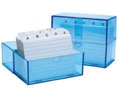 Wedo 2507303, Caja Archivadora de Tarjetas DIN A7/200, Azul Translúcido