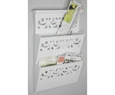 elbmöbel Rosali - Revistero para pared de madera, color blanco envejecido