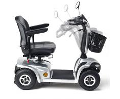 APEX I-Tauro| Scooter eléctrico 4 ruedas| Ideal para ñlargas jornadas y excursiones| para personas mayores y discapacitados| potente motor y ruedas|asiento y columna de conducción regulable| Diseño moderno plateado| Ruedas