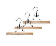 Zeller 17111 Perchas de pinza para pantalón, color madera, 25 x 16 x 2 cm, paquete de 3