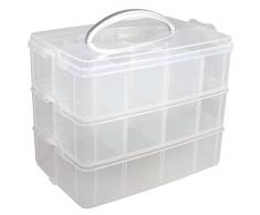 Rayher Caja clasificadora con asa, Surtido, 3 compartimentos, 23,1x15,6x18,5cm