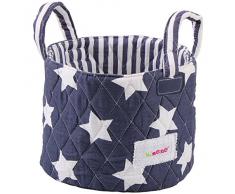 Minene 1235 - Cesta de tela pequeña, diseño estrellas, color azul oscuro