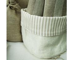 LinenMe lino Lara algodón cesta, 6 por cm, color beige/blanco