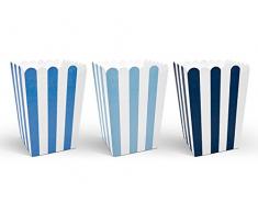 6 cajas para hacer palomitas, diseño de rayas, color azul