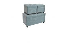 Item Internacional BAUL Set 3 Lino Madera 80X40X43 Azul Celeste