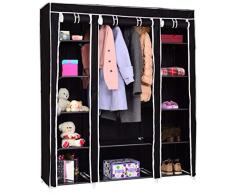 COSTWAY Armario de Tela Plegable Guardarropa Ropa Organizador Ropero 175x153x45cm Negro