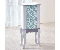 Teamson Kids - Tocador y Taburete de Madera para niñas con Juego de vanidad Espejo y cajón, Azul/Blanco (Aqua Blue/White)