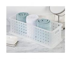 iDesign Caja organizadora con asas, organizador de baño de plástico para accesorios de ducha, cesta organizadora apilable para juguetes o material de artesanÃa, blanco