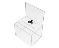 HMF 46913 Caja de donación de acrílico con inserto de hojas | 21,5 x 16 x 16 cm | DIN A5 | Transparente