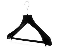 Hangerworld 5 Perchas de Terciopelo 42cm Negro con Barra para Pantalones y Brazo Ancho para Trajes