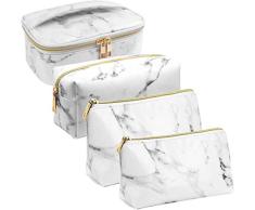 SunTop 4 Piezas Bolsa de Cosméticos, Bolsa de Maquillaje de Mármol, Bolso Cosmetico Multipropósito con Cierre de Cremallera, Viajes Organizador