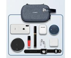 UGRREN Organizador de Viajes Material Impermeable, Bolsa Rígida Protegido para Cargadores, Cables, Powerbank, Disco Duro,Tarjetas, USB Accesorio Electrónica, Funda Pequeña de Viaje Bolsillos Universal