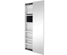 Armario para joyas con espejo – 36 x 120 x 8,5 cm, colgante, montaje en pared, color blanco – Joyero, joyero, almacenamiento, joyero, organizador de joyas, armario con espejo