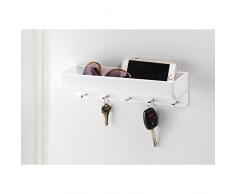 InterDesign - Linus - Organizador de correspondencia y porta llaves, de pared; cocina, recibidor, entrada - Blanco