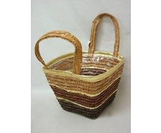 MACETERO MACETA CUBREMACETA CESTA CESTO CUADRADA GRANDE DORADO