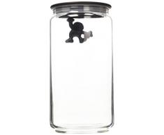 Alessi AMDR06 B - Tarro de cristal con tapa hermética y diseño de hombre colgante, color negro
