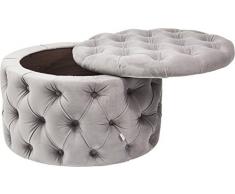 Kare Desire Plata Gris, pequeñas, Asiento baúl de Estilo Barroco, Redondas Asiento Banco con Apertura, (H/B/T) 46 x 73 x 73 cm, Otros, Gris