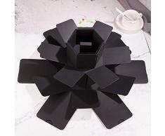 Pannow Explosion Box DIY álbum de Fotos Hecho a Mano Scrapbooking, Caja de Regalo con 6 Caras 5 Capas para el Día de San Valentín Regalo Sorpresa Festival (Negro A)