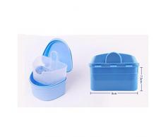 DiungSheng Cubierta abatible portátil de prótesis dental cesta de soporte de recipiente de enjuague con una tapa dentadura postiza remojo filtro de cartucho de memoria