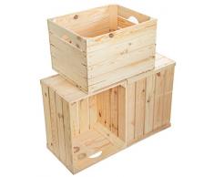 Juego de 3 Massive fruta (manzana caja Vino Caja de madera multiusos + + + 49 x 42 x 31 cm