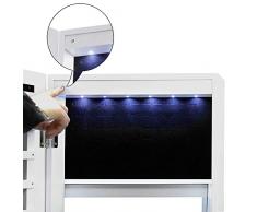 Songmics LED Espejo joyero Armario colgante con cerradura Montado en la pared/puerta 5 compartimentos Blanco JBC97W