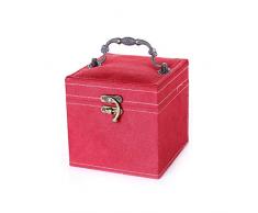GZQ Joyero, Caja del Joyero,Tres Capas de Caja de joyería para Anillo, Collar,Aretes, Pulseras,Almacenamiento de Organizador para Mujeres, Niña (Rojo)