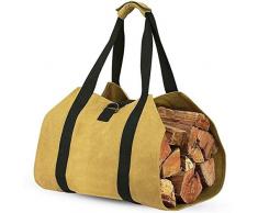 MJJEsports Portador De Madera De La Mochila Porta Leña Portador Para La Chimenea 16 Oz Tela Encerada