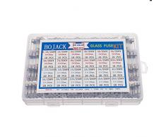 BOJACK 24 Valores 360 piezas Juego de surtido de fusibles de vidrio de fusión rápida 250V 5x20mm 6x30mm 0.25 0.5 1 2 3 4 5 6 7 8 10 15 20A paquete en una caja de plástico transparente