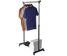 COMFORTIME Perchero Colgador Percha Ropa metálico con Ruedas de Altura Ajustable.