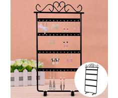 Kentop Soporte de Metal para Joyas Estante de Expositor Muestrario Organizador de Pendientes Size 30×16cm (Negro)